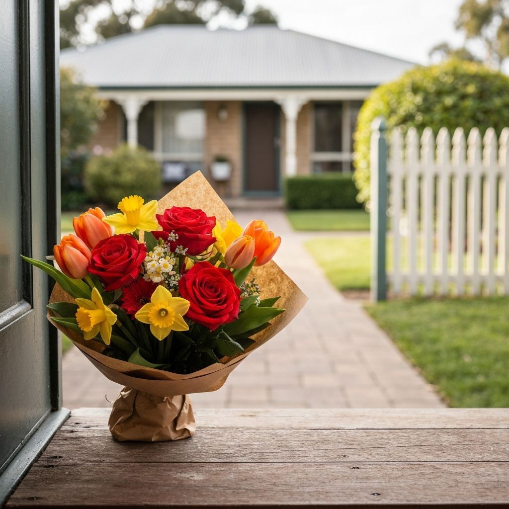 A beautiful flower bouquet wrapped in kraft paper ready for delivery